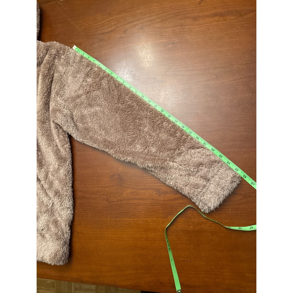 YoungLA‎ fuzzy teddy hoodie Small light pink tan full zip oversized EUC jacket - Picture 11 of 12